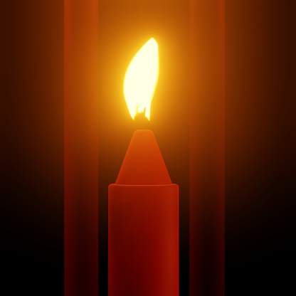 Burning Candle Close-up view 3D rendering