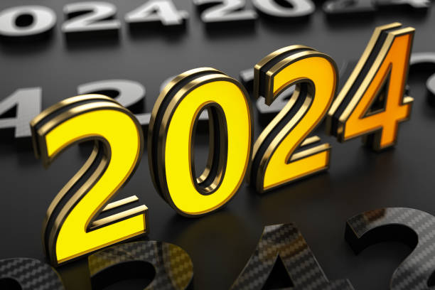 istock 2024 Neon Sign on Black 1446022546