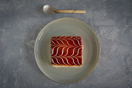 Christmas ham for celebration dinner, honey glazed baked spiral sliced ham boneless on a serving plate
