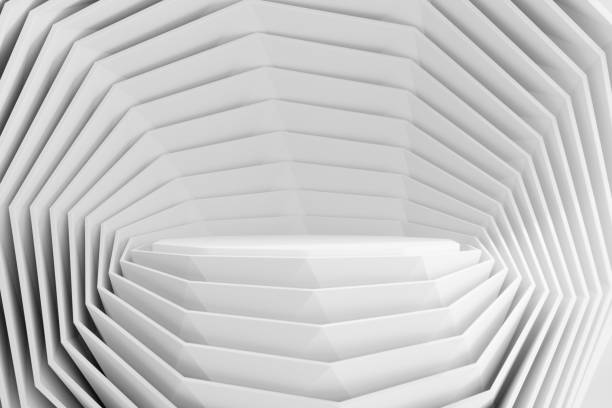 istock Hexagonal shaped bowl array. Product marketing template in all white on white 1446027319