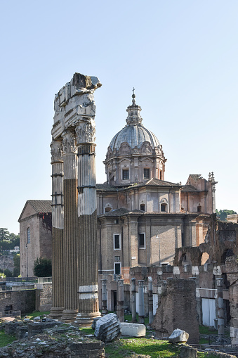 Roman Forum in Italy. View of the ancient ruins of the Roman Forum in Rome.