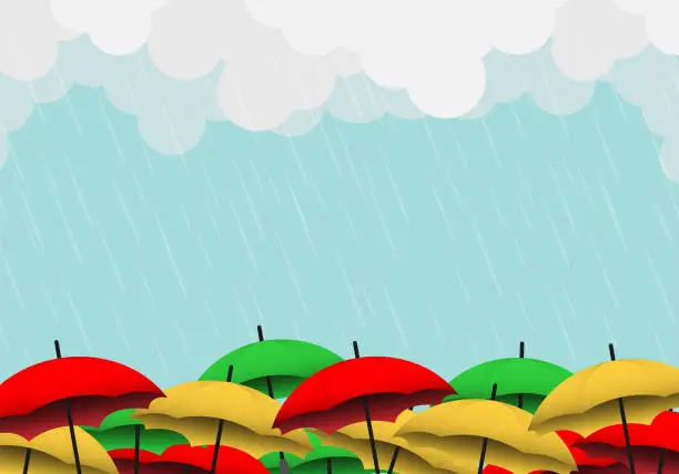 Vector illustration of Monsoon season background with cloud and heavy rain