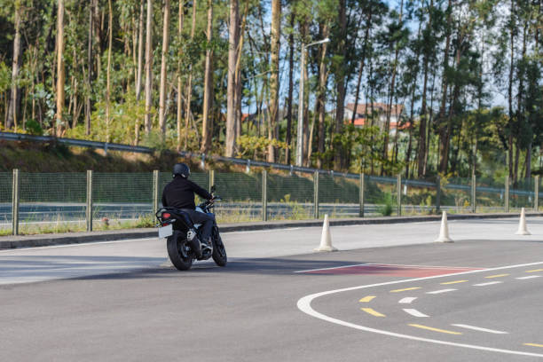 istock training in a motorcycle school, training in motorcycle control skills 1446032713