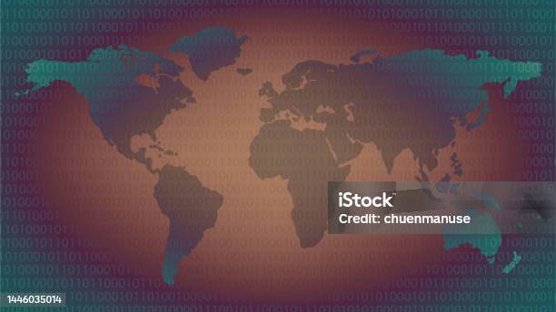Binary Code And Global Map Stock Illustration - Download Image Now ...
