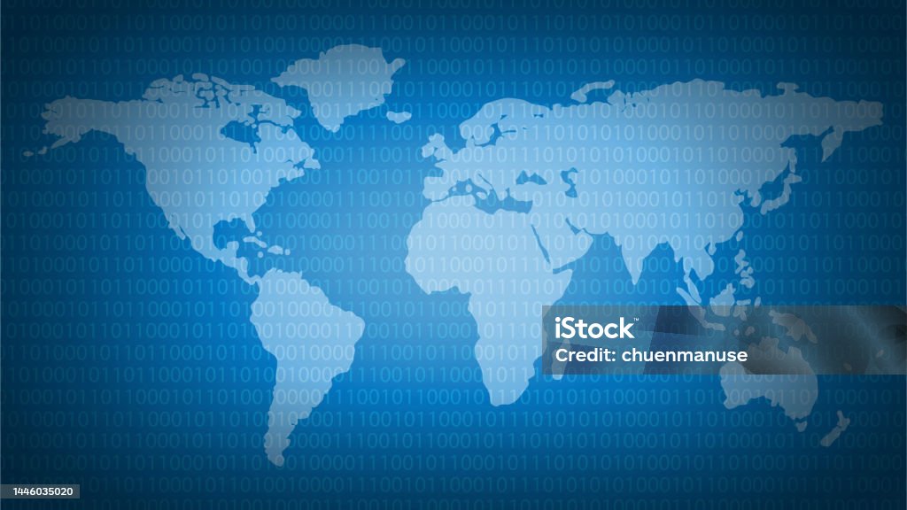 Binary Code And Global Map Stock Illustration - Download Image Now ...
