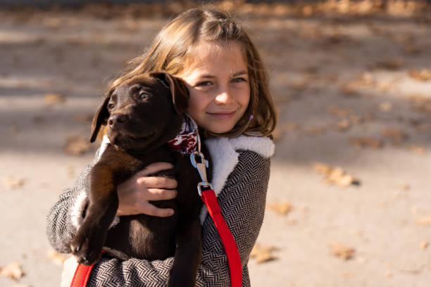 istock Happy girl hugging cute puppy 1446035187