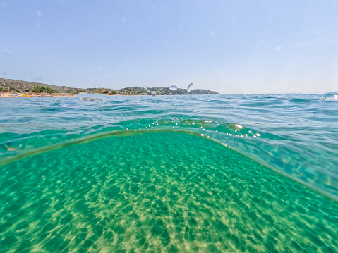 Sea water surface in Thasos, Greece.