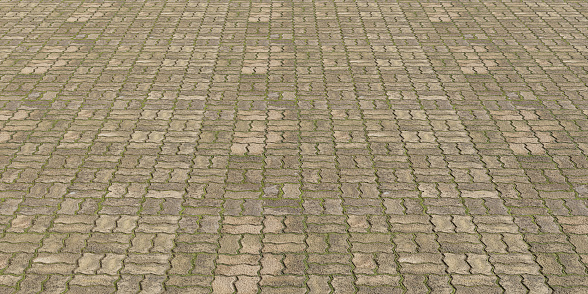 walkway brick mortar pattern stone walkway surface brick pavement background 3D illustration