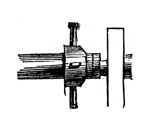 Antique engraving illustration: Chuck spindle Antique engraving illustration: Chuck spindle chuck drill part stock illustrations