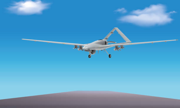 istock Bayraktar TB2 unmanned aerial vehicle gliding through the clouds. 1446042407