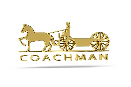 Golden 3d coachman icon isolated on white background -  3d render