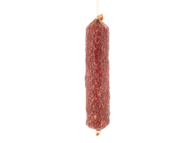 istock Dry salami stick isolated on white 1446043099