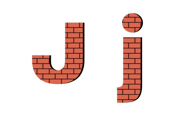 illustrazioni stock, clip art, cartoni animati e icone di tendenza di alfabeto inglese fatto di mattoni, lettera j - letter j block toy alphabet