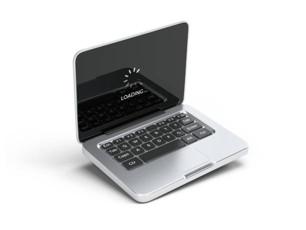 istock Cartoon Modern Laptop isolated on a white background - laptop icon. 3d rendering 1446045806