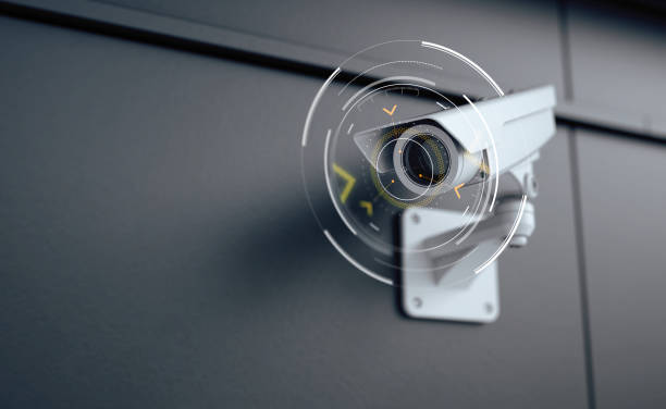 cámara de seguridad exterior. cctv, seguro, concepto de monitoreo. renderizado 3d - cámara fotografías e imágenes de stock