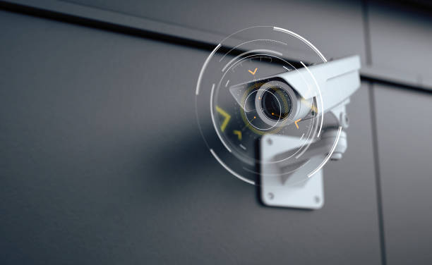 Outdoor Security camera. CCTV, secure, monitoring concept. 3d rendering Outdoor Security camera. CCTV, secure, monitoring concept. 3d rendering exposures stock pictures, royalty-free photos & images