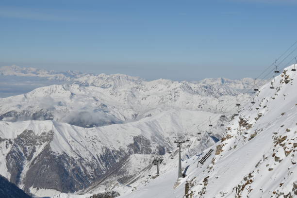 istock Old chairlift built on a rock on Hintertux Glacier 1446046764