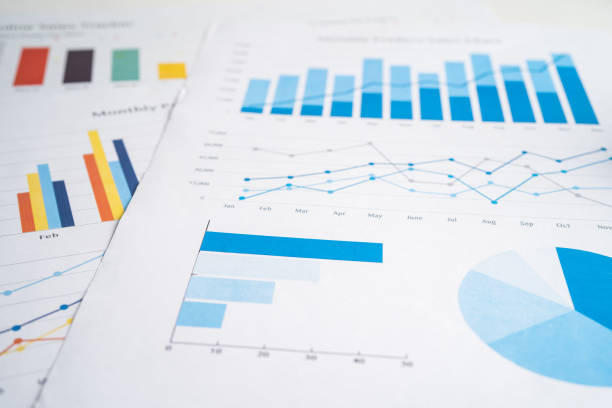 istock Chart or graph paper. Financial, account, statistic and business data concept. 1446047261