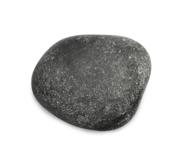 istock Black spa stone isolated on white, top view 1446050145