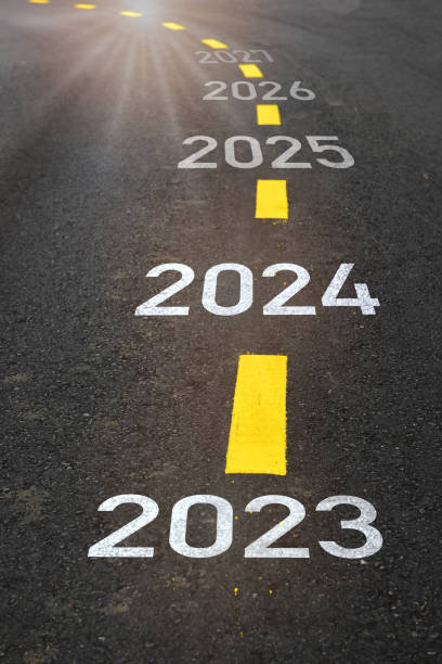 2023 2024 2025 2026 2027 on road stock photo