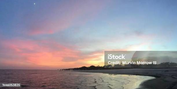 Sunset At The Gulf Coast Stock Photo - Download Image Now - Coastline, Mississippi, Backgrounds