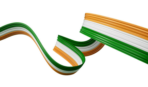 istock Indian flag Ribbon wavy abstract background. 3d illustration 1446054841