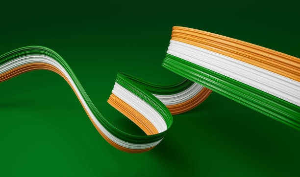 istock Indian flag Ribbon wavy abstract background. 3d illustration 1446054869