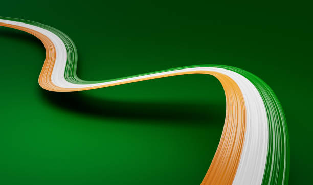istock Indian flag Ribbon wavy abstract background. 3d illustration 1446054921