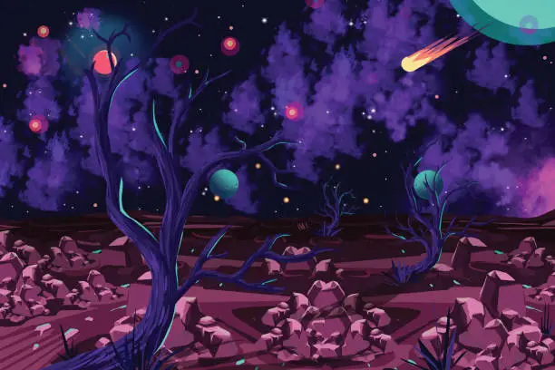 Vector illustration of Extraterrestrial Life Could Be Purple