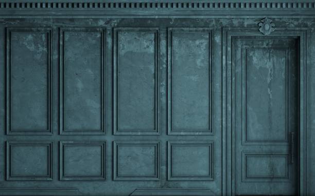 istock Classic wall of old stucco panels blue paint 1446063016