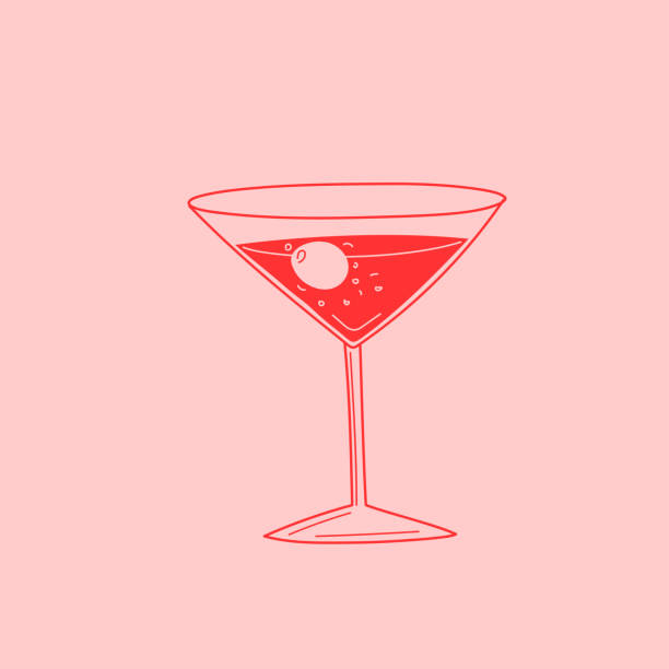 напитки, маргарита лайн арт - martini cocktail martini glass glass stock illustrations