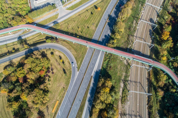 istock Footbridge with cycle path in Krakow, Poland 1446064909