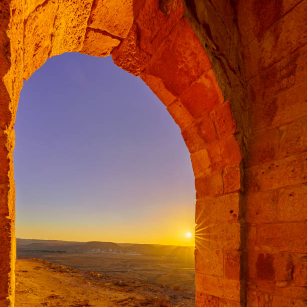 istock Sunset view of ancient gate, in the Nabataean city Avdat 1446065850