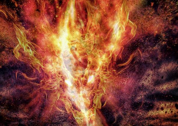 istock 3d illustration of fire flames swirling in dragon shape 1446066912