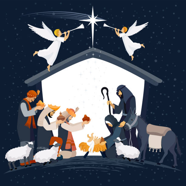 ilustrações de stock, clip art, desenhos animados e ícones de holy night. christmas night. birth of jesus. three wise men. - christmas gift christianity isolated objects