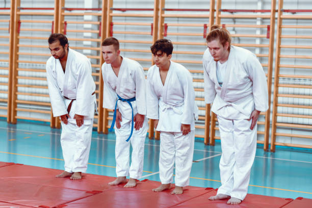 istock Judokas Finishing Training With A Bow 1446071291