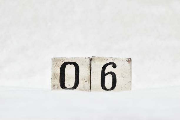 istock 06 calendar date number, white snowy winter background copy space 1446073221