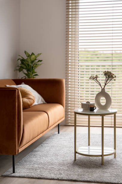 elegancki i mały salon - blinds apartment living room contemporary zdjęcia i obrazy z banku zdjęć