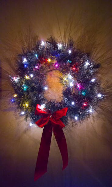 Christmas Wreath - lighted stock photo