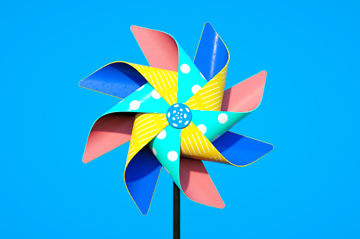 colorful pinwheel children's toy, 3d render