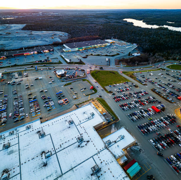 istock Aerial View of Retail Park 1446077763