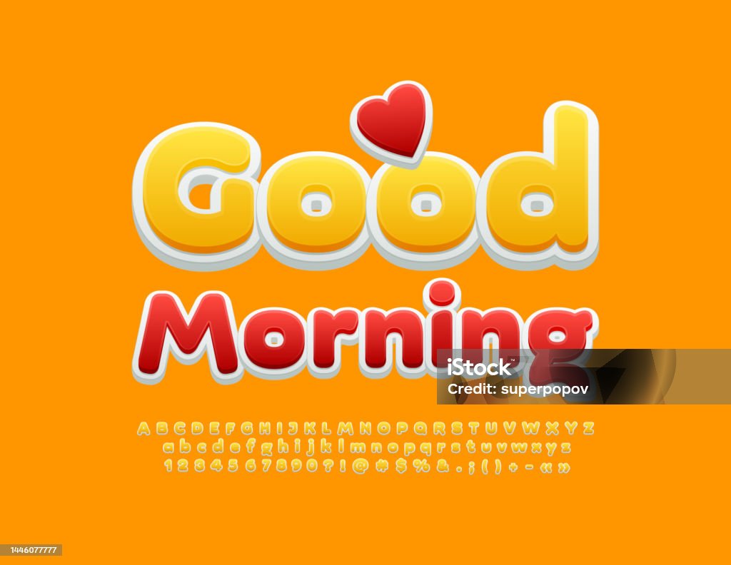 Vector Colorful Card Good Morning Creative Alphabet Letters Numbers An