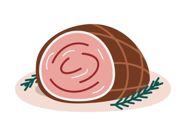 ilustracja pieczonej wołowiny - ham baked roast pork holiday stock illustrations