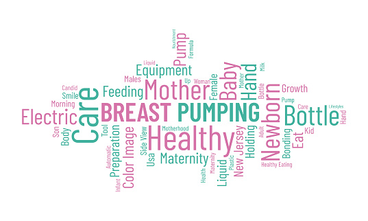 Breast Pumping world cloud background. Health awareness Vector illustration design concept.