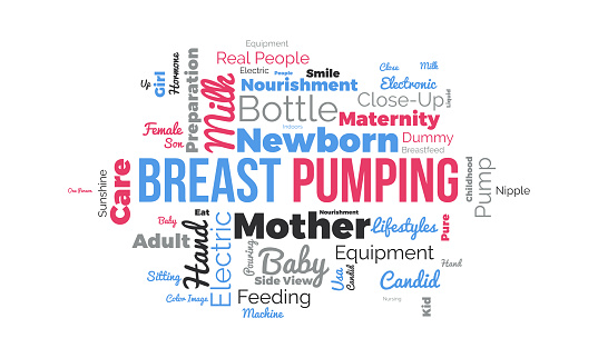 Breast Pumping world cloud background. Health awareness Vector illustration design concept.