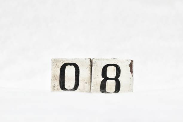 istock 08 calendar date number, white snowy winter background copy space 1446079293
