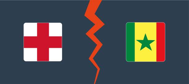 england vs senegal with a square border. - england senegal stock illustrations