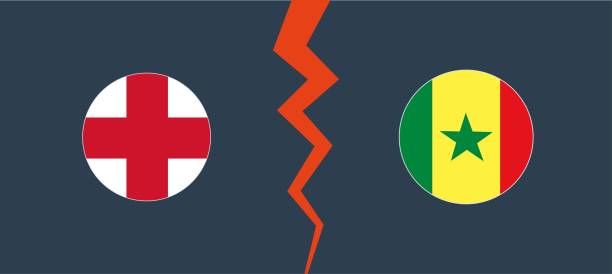 england vs senegal with a circle border. - england senegal stock illustrations