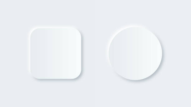illustrations, cliparts, dessins animés et icônes de neumorphisme conception de boutons ronds et carrés. cadres de papier blanc vectoriels. étiquettes, bannières, icônes ou autocollants vierges pour votre design - carré forme bidimensionnelle