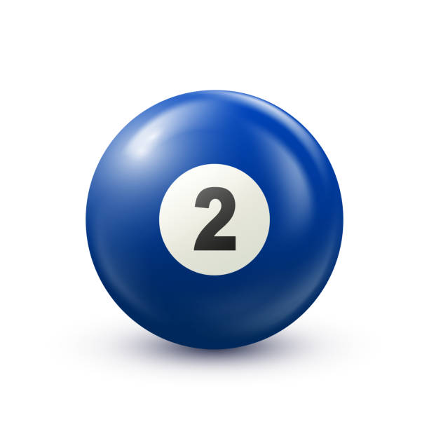 istock Billiard, blue pool ball with number 2 Snooker or lottery ball on white background.Vector illustration 1446080179